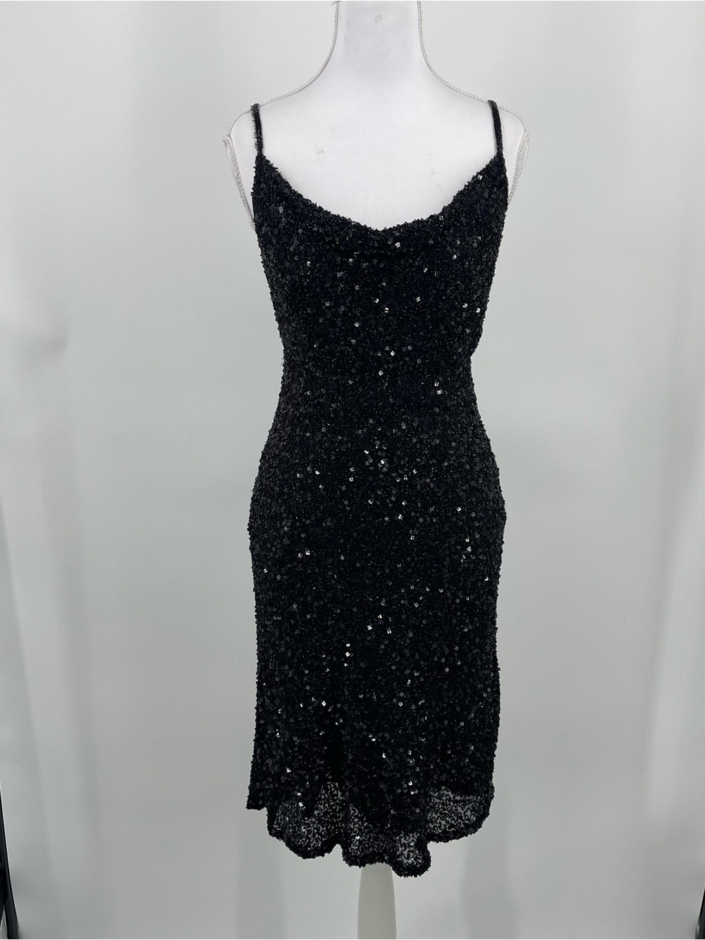 Vintage 90s Scala Silk Sequin Cocktail Dress Small Beaded Formal Party Glam Hoco